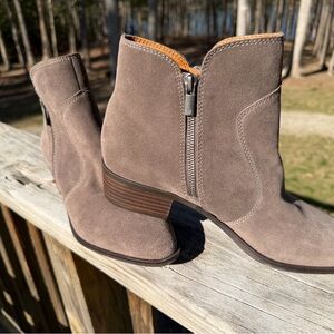Lucky Brand Ankle Booties in Taupe - Women's Zipper Heeled Boots